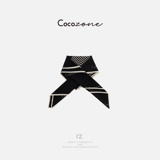 COCO ZONE 2025新款经典黑白条纹时尚丝巾CD2A0309 商品图0