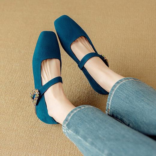 【预售5天】春新款羊反皮法式复古方头一字带内增高浅口玛丽珍单鞋女NJMK&K1370 商品图3