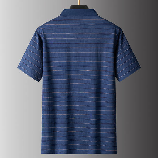 【100%棉】【DPS】大依优型大码短袖POLO衫夏装棉半袖体恤男大码翻领上衣胖子宽松经典条纹 商品图2