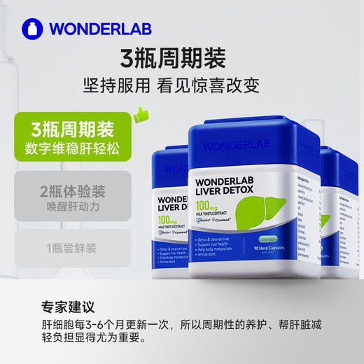 WonderLab奶蓟草净肝胶囊 | 欧洲专利进口TGA认证 98%浓度谷胱甘肽 100%纯度奶蓟草 双蓟合一 5种维矿提升自护力天然原料纯净配方 净养护全方位 保税仓发货正品保证 商品图1