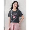 【专属特价】熙世界猫咪印花短袖T恤女2025春夏新款美式正肩体恤圆领别致上衣 商品缩略图4