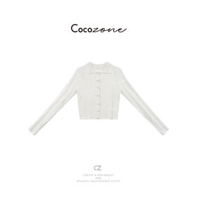 COCO ZONE 25年春季法式小众镂空翻领针织开衫ACD2A0194