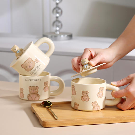 【ins风陶瓷马克杯】小熊陶瓷面包可爱奶fufu杯子牛奶杯宿舍用喝水水杯马克杯高颜值。ry 商品图0