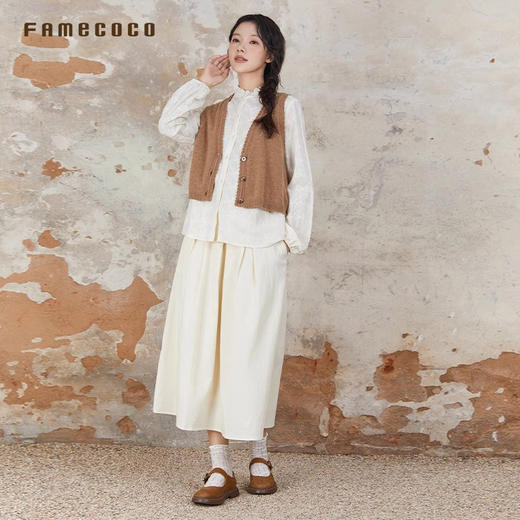 Famecoco原创羊毛针织马甲刺绣外穿马夹通勤春秋款FAB6CA015 商品图3