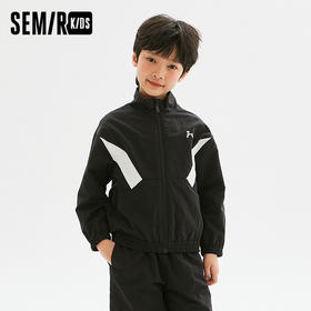 森马儿童外套春季撞色拼接户外风上衣男童宽松立领休闲装时尚潮流