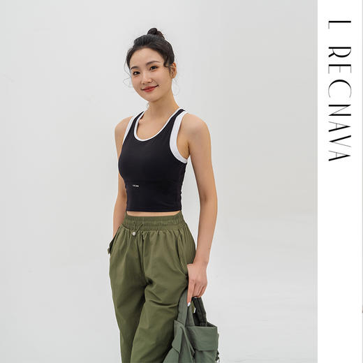 L RECNAVA [撞色拼接一体杯运动背心] 加宽工字背中高强度 U形领口 假两件凉感爽肤胸衣 副乳友好 商品图1