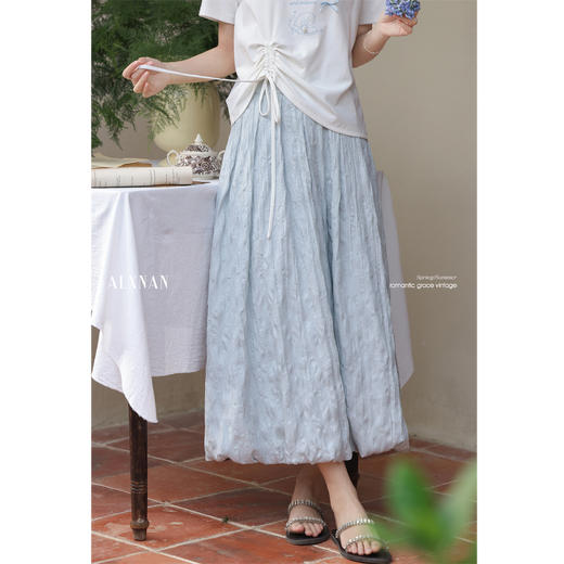 鹿向南「佩里月光」蓝色a字半身裙女L53368 商品图0