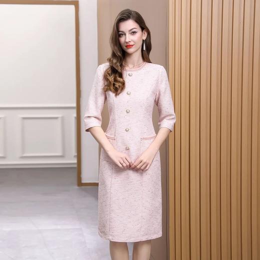 【自】全新升级【铂金会员431/天猫579/差价148】(20225) 洛诗琳2025春季新款时尚优雅收腰显瘦日常粉色小香风连衣裙 商品图0