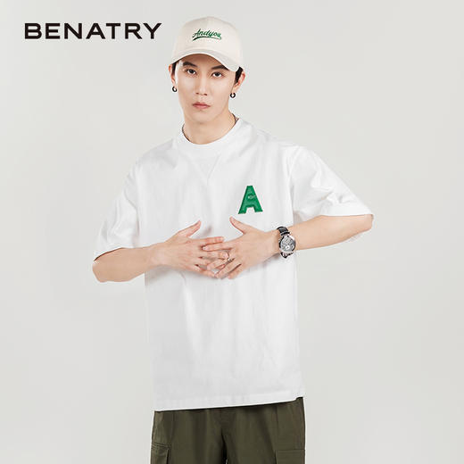 贝纳川圆领宽松字母短袖T恤ECP214011 商品图3