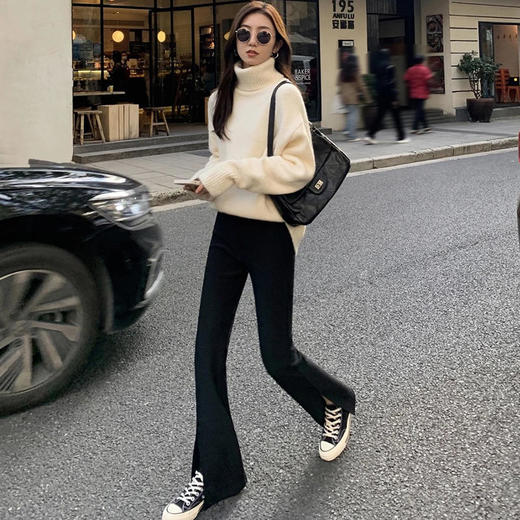 BeauMuse 高腰垂感开叉喇叭裤（预售3-5天发货） 商品图9