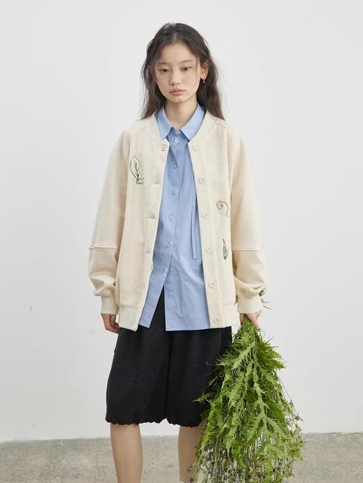 步履不停/5A15097C/肌理图案棒球领卫衣外套 商品图1