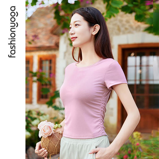 F15325腰部抽褶经典短袖 商品图2