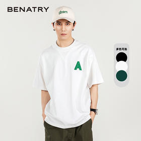 贝纳川圆领宽松字母短袖T恤ECP214011