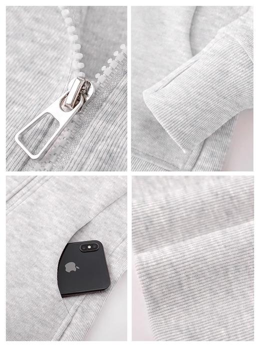 lulu平替曼巴棉显瘦收腰卫衣短外套2025春秋新款修身开衫拉链上衣💕 商品图3