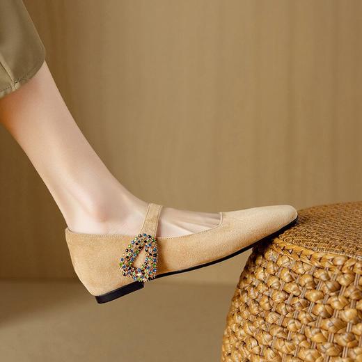 【预售5天】春新款羊反皮法式复古方头一字带内增高浅口玛丽珍单鞋女NJMK&K1370 商品图4