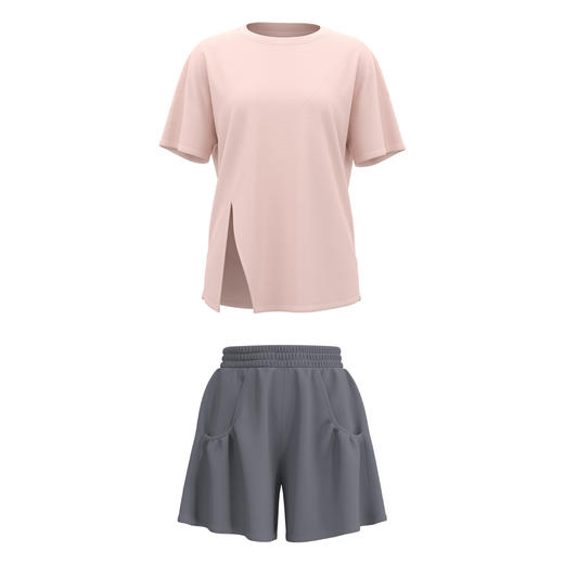 跃牌【瑜堂系列】春秋开叉瑜伽套装宽松透气罩衫T恤防走光短裤跑步运动套装JYWD008+JYMA072 商品图4