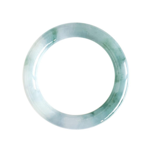 【天然正品】A货翡翠天然细腻无裂圆条糯冰种白底飘花55.5号翡翠手镯女士现售价：8880！250225NJS09 商品图0