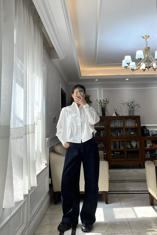 226-2 sac 解构式拼接 宽松短款 白衬衫 我穿2如图合身 穿3宽松大气 商品图6