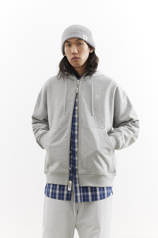 吃茶去chichaqu25经典复古刺绣全棉带帽拉链卫衣宽松休闲百搭男女 商品图0