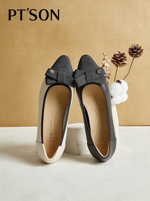 PT'SON百田森 头层牛皮女鞋粗跟单鞋女2025新款春真皮妈妈鞋子 商品图0