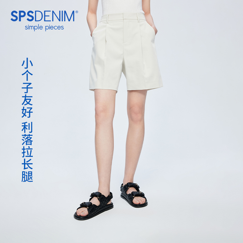 simplepieces夏季新品SPS休闲裤经典褶裥百慕大短裤