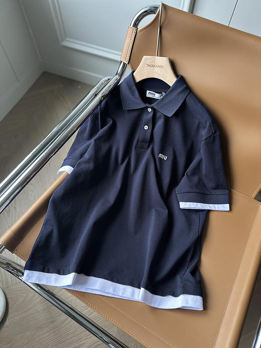 现货 THS-限时 缪家 复古雅韵 翻领撞色字母刺绣polo衫 BH2566 商品图3