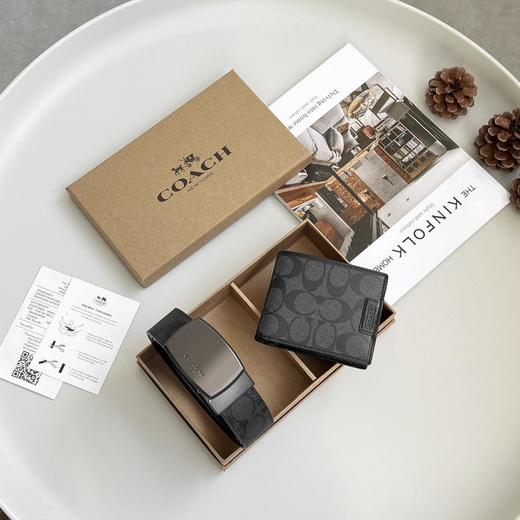 Coach蔻驰男女通用精品皮带短款钱包74993皮带尺寸：120*3.8cm单扣头可裁剪可双面换用钱包尺寸：11.5x9.5cm（EJ） 商品图7