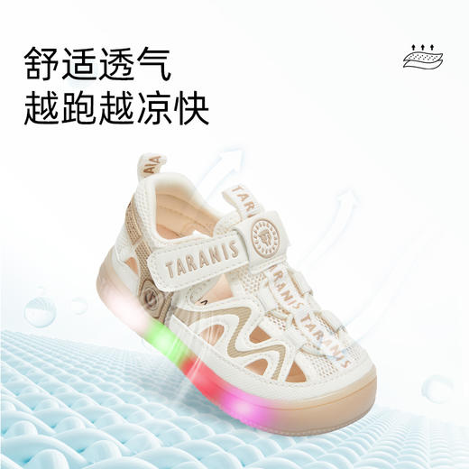 泰兰尼斯夏季新款宝宝凉鞋童鞋防滑软底鞋女童防踢闪灯鞋男童鞋子  T07T5B6279 商品图2