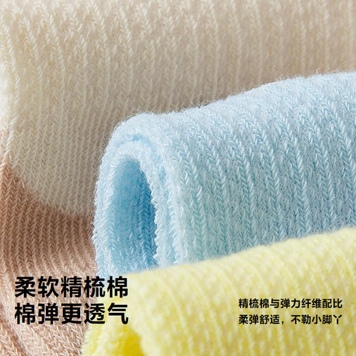 【5双装】迷你巴拉男女童亲肤无骨透气袜子宝宝棉弹袜不勒脚 商品图3
