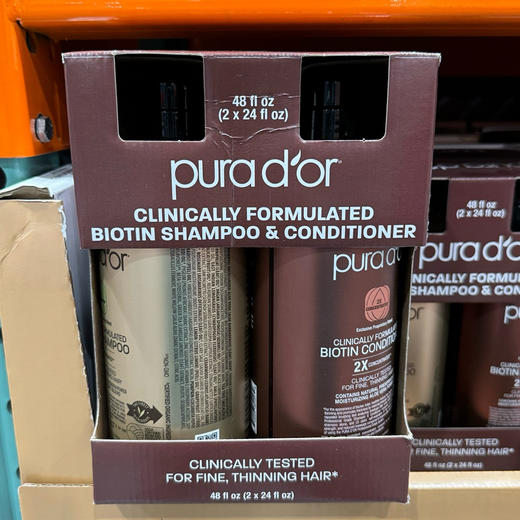 脱发严重的亲们看过来👉Pura dor 玫瑰金防脱固发洗发水709ml+护发素709ml，蕴含丰富的Pure & USDA高纯度阿甘油，DHT阻断剂等天然植物成分，无硅油，无防腐剂起泡剂等，天然有机 商品图1