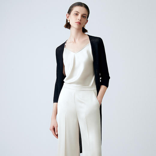 EITIE爱特爱夏季新款通勤纯色简约长款薄透针织开衫7801509 商品图7