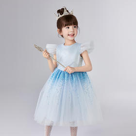 笛莎Deesha 童装女童连衣裙2025夏新款女童夏季浪漫渐变珠片网纱礼服连衣裙