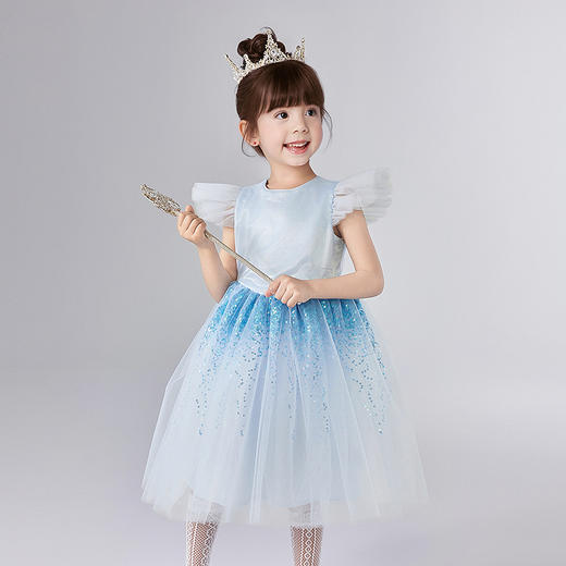 笛莎Deesha 童装女童连衣裙2025夏新款女童夏季浪漫渐变珠片网纱礼服连衣裙 商品图0