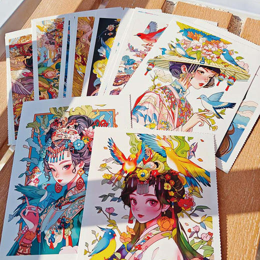 南枝依依 国潮花鸟少女插画涂色集 国风少女涂色线描集 国潮元素东方美学传统文化元素图集 附赠涂色参考和视频示例 商品图3