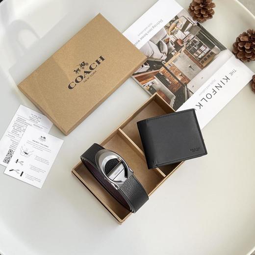 Coach蔻驰男女通用精品皮带短款钱包74993皮带尺寸：120*3.8cm单扣头可裁剪可双面换用钱包尺寸：11.5x9.5cm（EJ） 商品图3