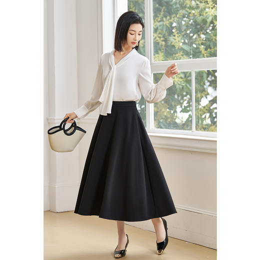 剩S 米思阳2026春季新款通勤职业半身裙高腰中长款百搭a字伞裙女5681 商品图2