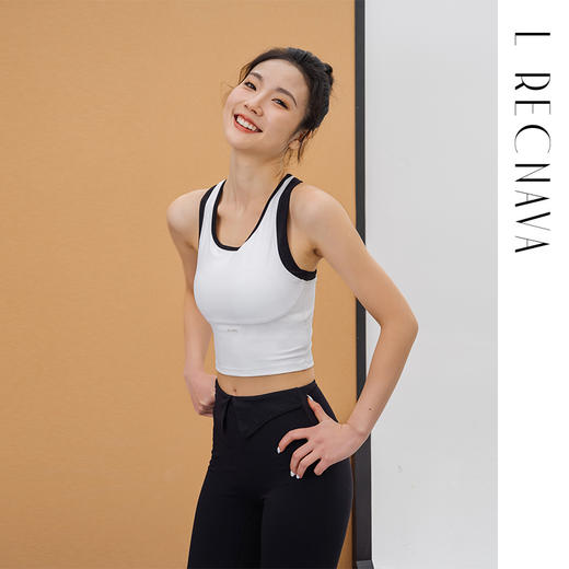L RECNAVA [撞色拼接一体杯运动背心] 加宽工字背中高强度 U形领口 假两件凉感爽肤胸衣 副乳友好 商品图7