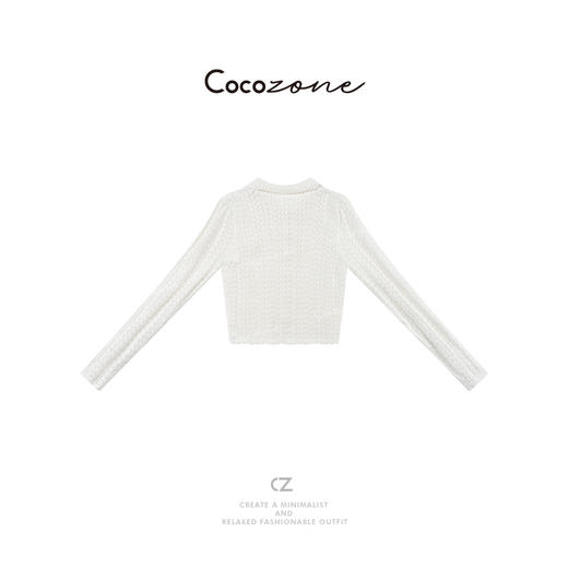 COCO ZONE 25年春季法式小众镂空翻领针织开衫ACD2A0194 商品图1