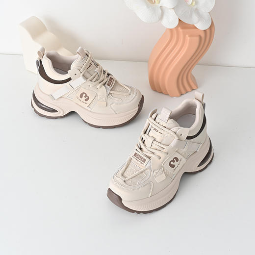 经典鲨2025年春新品时尚拼色韩版系带跑步休闲潮流老爹鞋女KW279-517061 商品图1