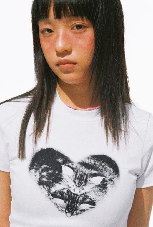 CryingCenter 爱心猫猫修身短袖tee 哭喊中心 商品图8