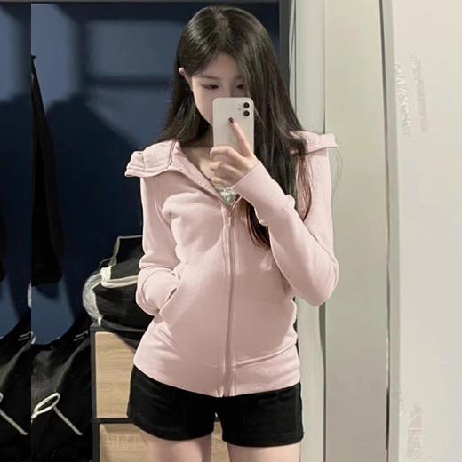 lulu平替曼巴棉显瘦收腰卫衣短外套2025春秋新款修身开衫拉链上衣💕 商品图7