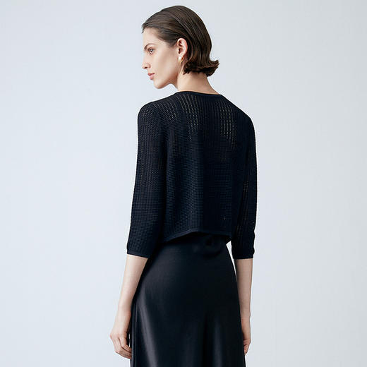 EITIE爱特爱夏季新款通勤纯色简约薄透针织开衫7801508 商品图4