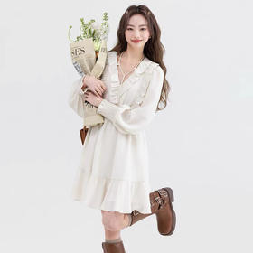 西遇荷叶边v领连衣裙套装女新款叠穿马甲背心两件套SS150116/SS150117/SS150118