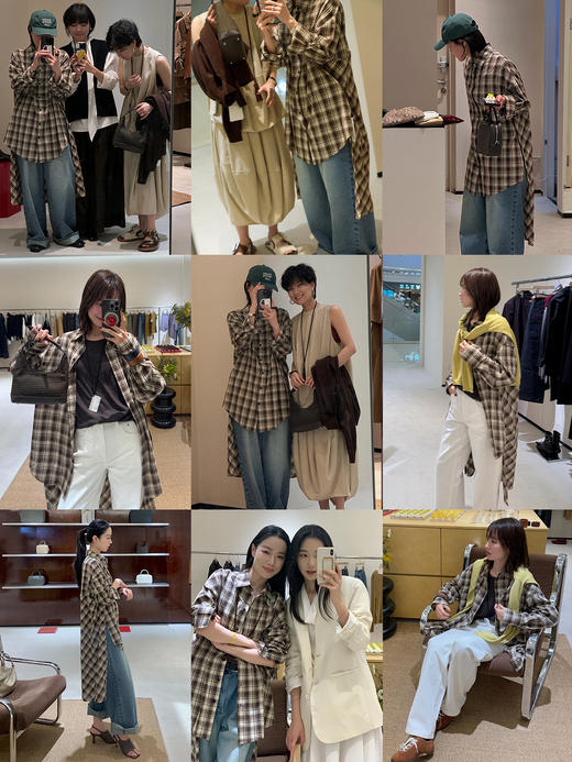 HIDEMI色织格纹极简大廊形前短后长可拆卸后片宽公知识分子衬衫女 商品图2