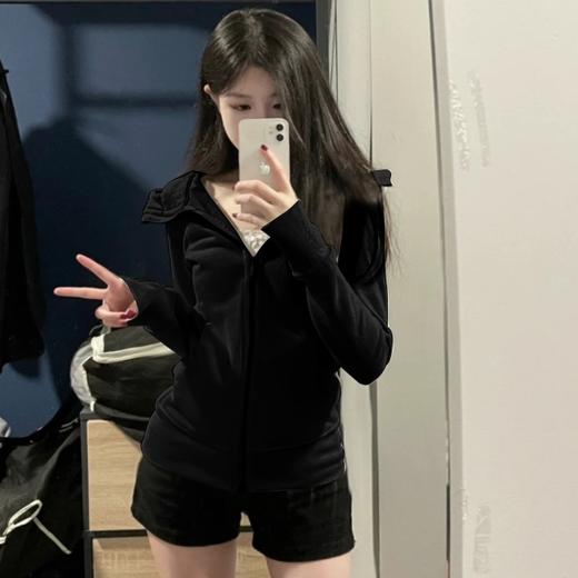 lulu平替曼巴棉显瘦收腰卫衣短外套2025春秋新款修身开衫拉链上衣💕 商品图5