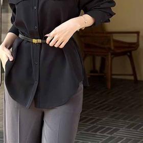 顺丰包邮洛诗琳35023春季新款气质简约双口袋设计感翻领衬衫23091