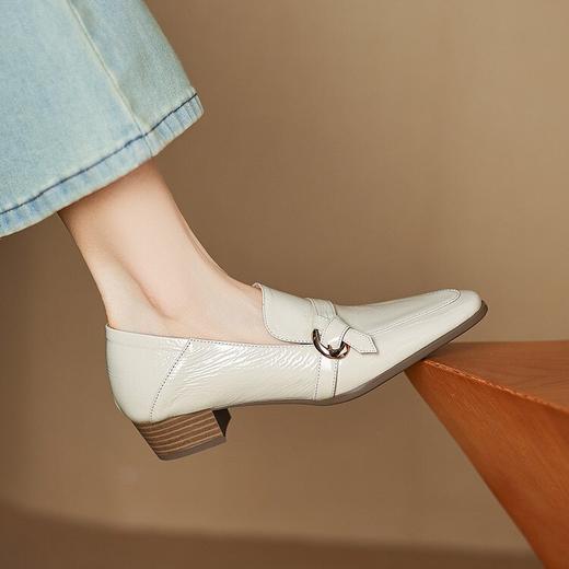 【预售5天】四季女鞋新款百搭头层羊皱软漆皮乐福瓢鞋粗跟小皮鞋LD&7256 商品图4