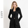 LIZZY早秋V领西装外套女长袖优雅时尚西装外套西服上衣配胸花8006 商品缩略图0