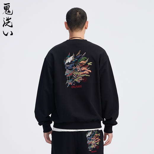 ONIARAI/鬼洗25春夏新品经典日系刺绣廓形套头卫衣男式  B240152 商品图0