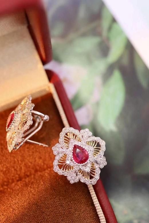 1.08ct刻面红宝石耳钉 商品图1